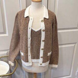 EUC Lilly Pulitzer Brown and Cream Cardigan Set